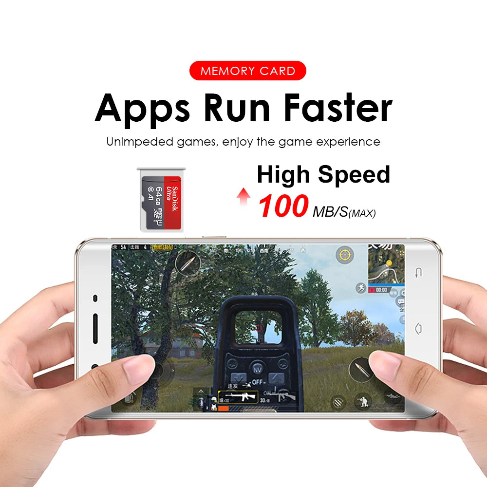 100% Card 128GB 100MB/s A1 Memory Cards cameracard 32GB 64GB Micro SDcard Class 10 UHS-1 flashcard Microsd TF/SD Card