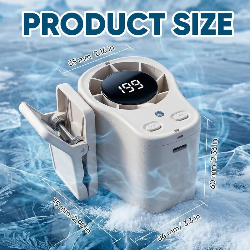Car Clip Fan with LED Display 360° Rotation 199 Speeds&Semi-Cooling Technology Portable Personal Fan for Work Car Camping Beach