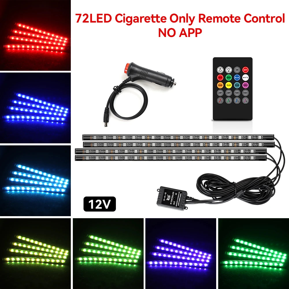 Car RGB Foot Light Strip – USB & Cigarette Lighter