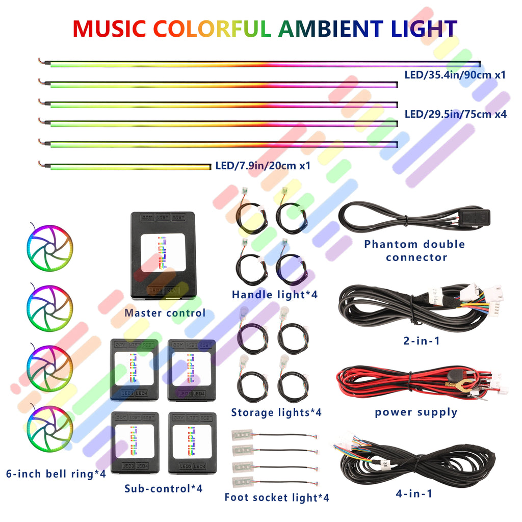 Premium Car Interior Ambient Light Kit – 64 Color App Control