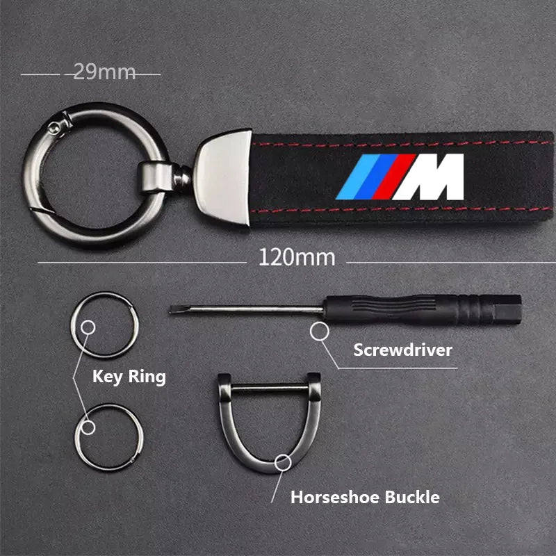 Suede Kaychain For BMW M Emblem E46 E36 E34 F10 E90 F30 E60 F30 E53 E30 E92 E87 Car Key Ring Holder Pendent High-end Gifts