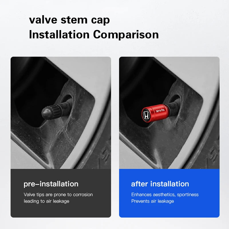 4Pcs Car Emblem Wheel Tire Valve Caps Covers Car Accessories For Honda Jazz CRV Civic Accord FIT Stepwgn Insight CRZ 5th Odyssey