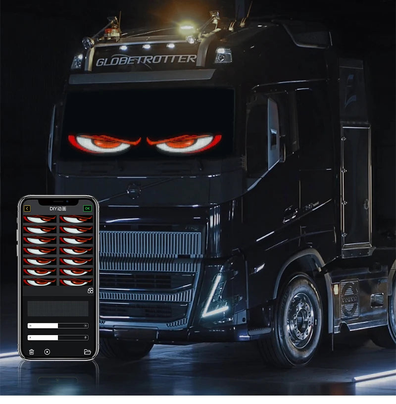 LED Car windshield Truck Eye RGB LED Matrix Pixel Panel Car Graffiti Scrolling Text Animation Light truck lights Bluetooth APP