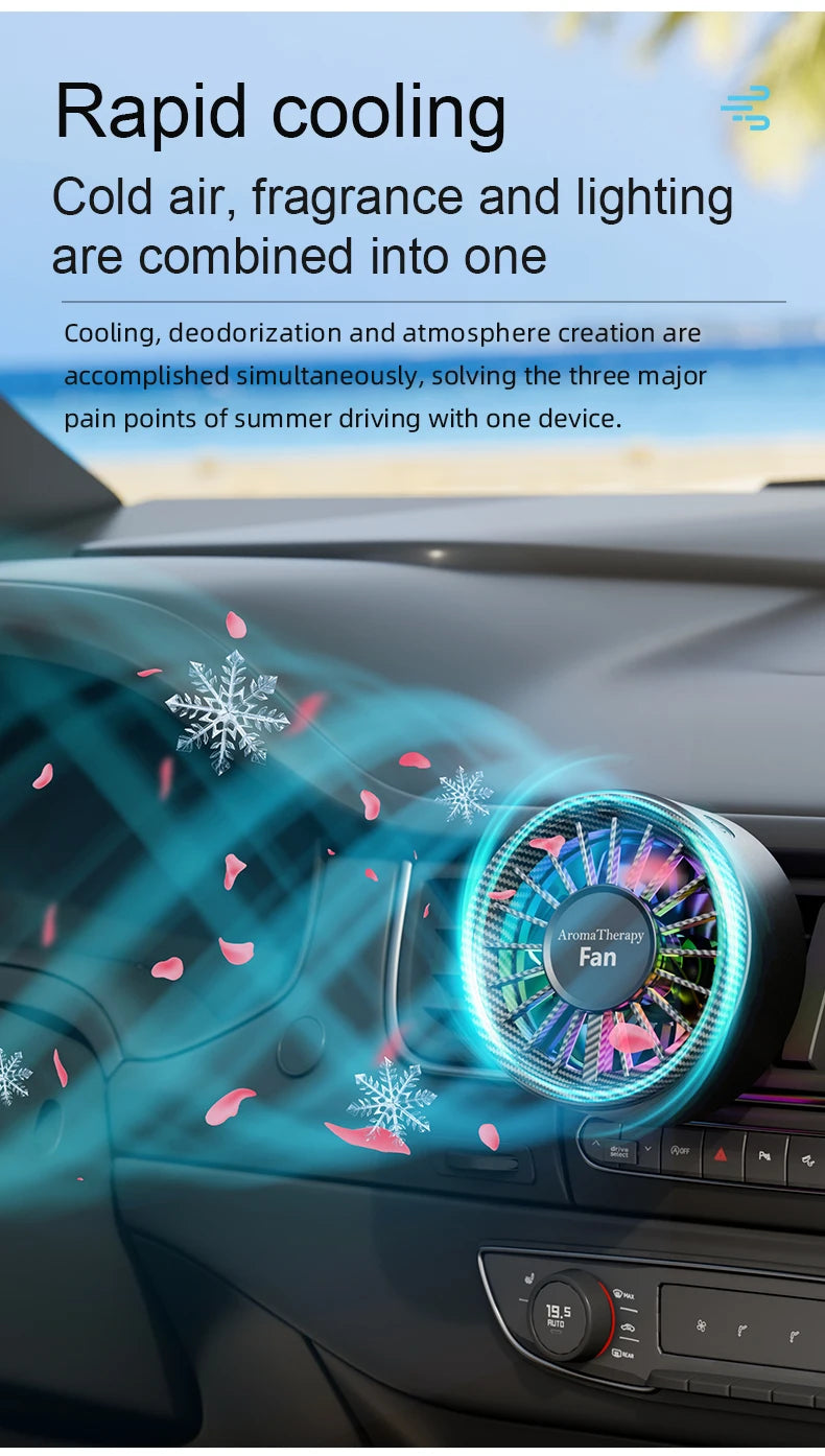 New Magnetic Car Fan USB Cool Colorful Lighting High end Carbon Fiber Free Directional Air Supply Fast Cooling Enjoy Coolness