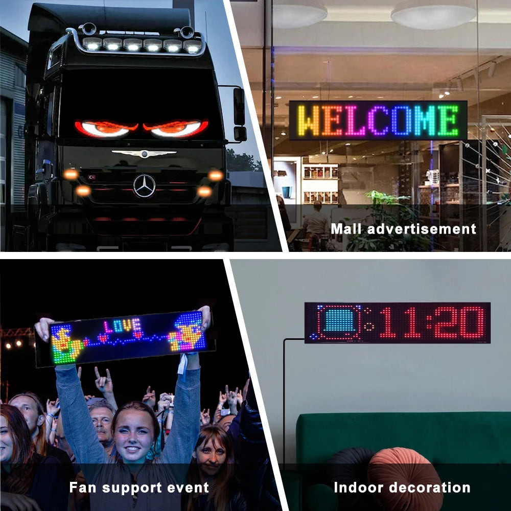 LED Car windshield Truck Eye RGB LED Matrix Pixel Panel Car Graffiti Scrolling Text Animation Light truck lights Bluetooth APP