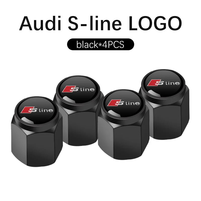 Audi 3D Metal Tire Valve Caps – S Line A1-Q8