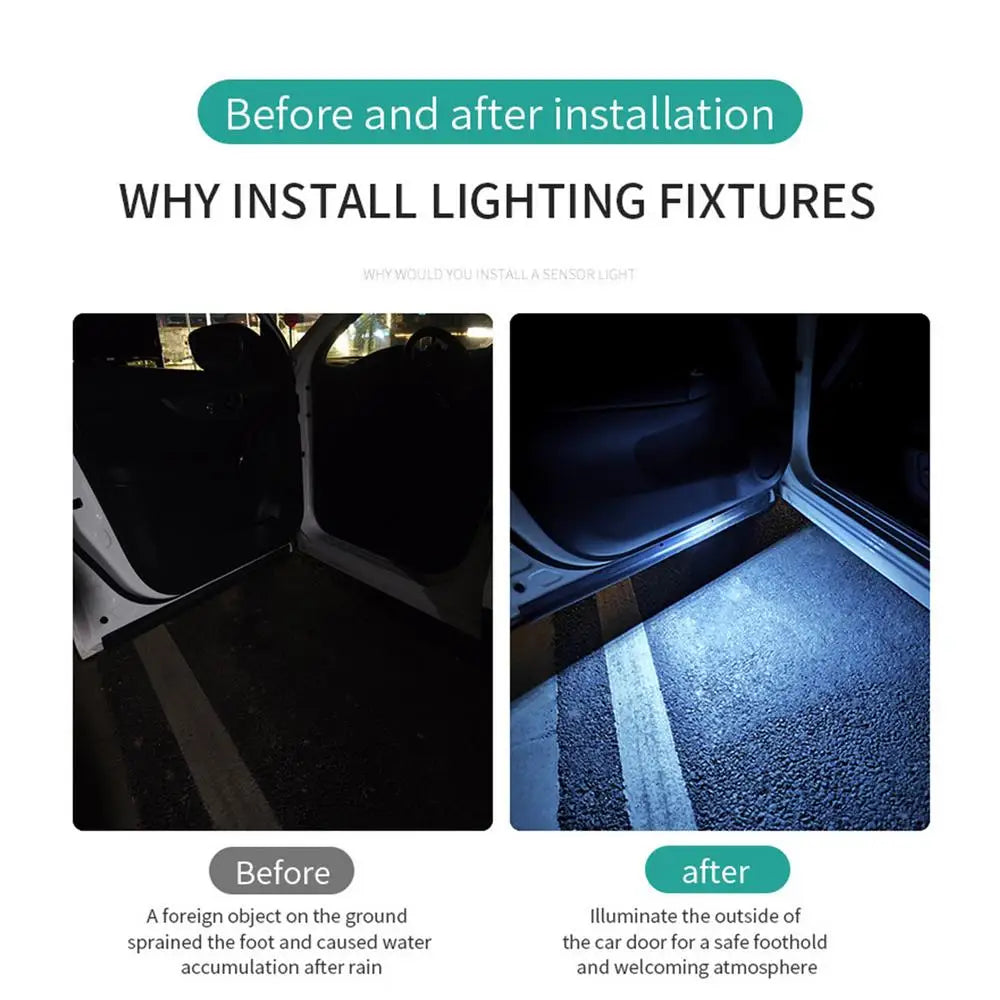 Ambient Lighting Car USB Rechargeable Car Door Light Welcome Courtesy Light Car Atmosphere Warning Lamps Colorful Flashing Light