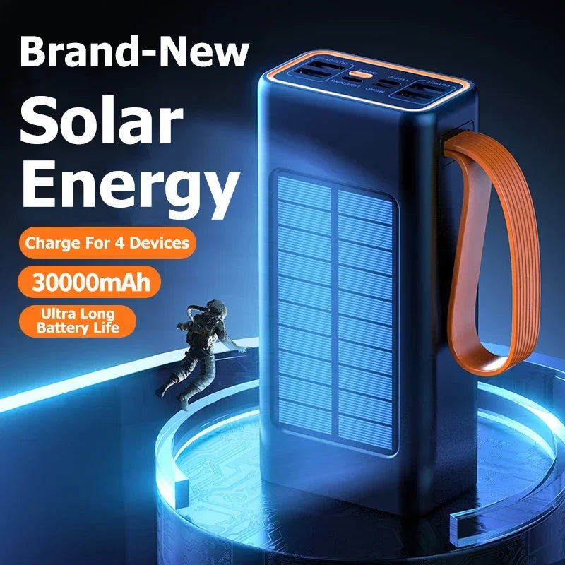 Lenovo Solar Power Bank 200000mAh – Built-in Cables