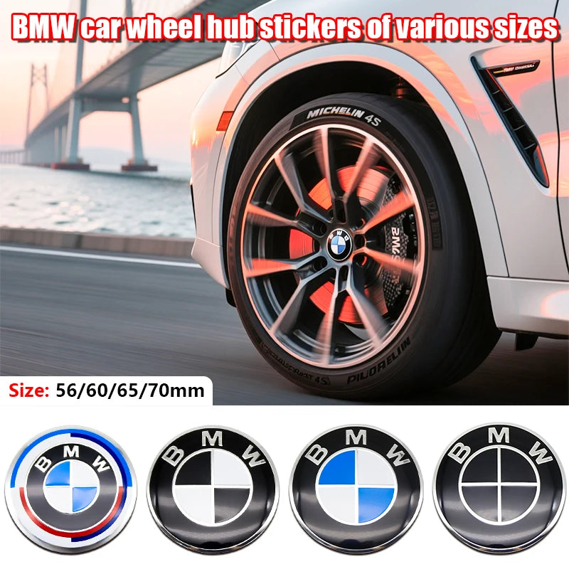 56mm 60mm 65mm 70mm Wheel Sticker for BMW E46 E90 F30 F10 G20 X5 50th Anniversary Emblem Badge 4Pcs DIY Auto Rim Hub Cap Decal