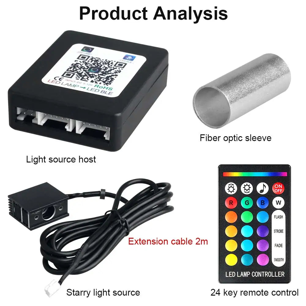 RGBW 1/2/4/6/8 split machine 2400x household car roof starry sky light kit roof fiber optic ceiling