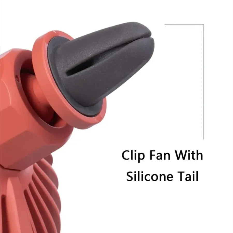 Car Fan | 3-Speed 360° Rotatable | 12V-24V USB LED Ambient Light | A/C Vent Clip | Silent Portable Fan