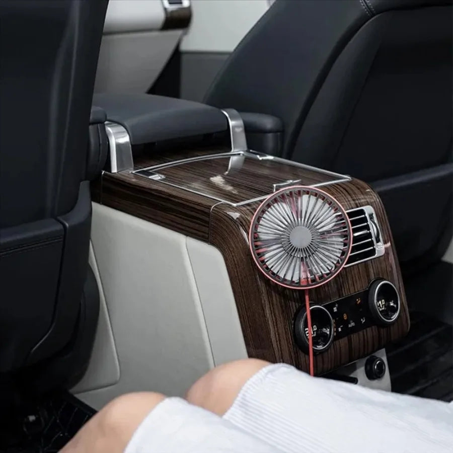 Car Fan | 3-Speed 360° Rotatable | 12V-24V USB LED Ambient Light | A/C Vent Clip | Silent Portable Fan