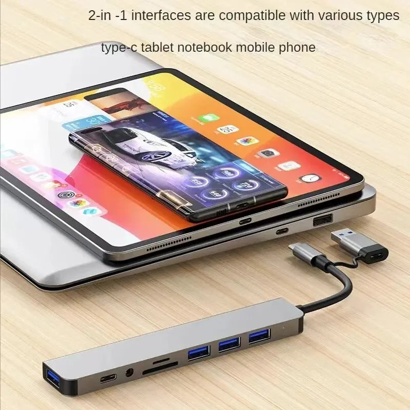 8-in-2 USB Hub with Card Reader