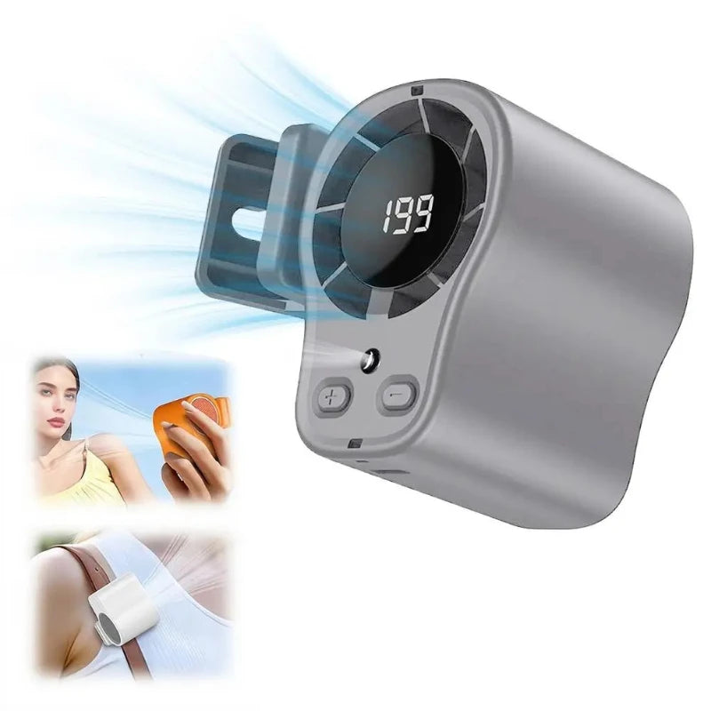 Car Clip Fan with LED Display 360° Rotation 199 Speeds&Semi-Cooling Technology Portable Personal Fan for Work Car Camping Beach