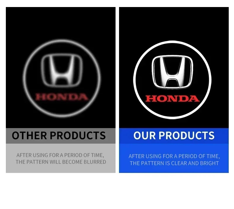 1/2pcs HD Wireless Car Door Welcome Lights Auto Projector Lamp Accessories for Honda Civic Fit Jazz Accord HRV CRV City Stickers