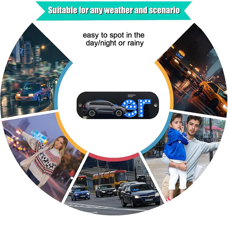 Led Light Sign For Car, Taxi Sign Light Windshield, Led Decal With Suction Cups, Usb Plug For Vehicle,driver Accessories