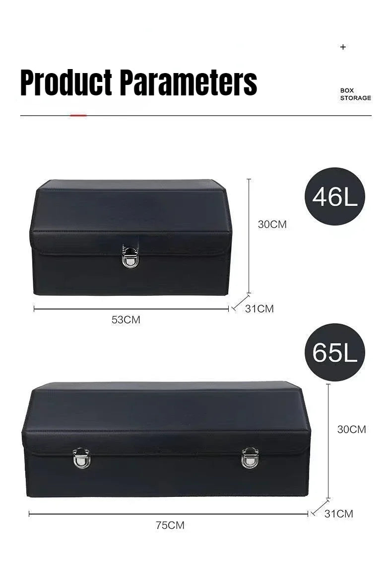 Car Trunk Organizer Organizers And Storage Suv Faux Leather Foldable Trunk Multi-Compartment Adjustable Auto Grocery Storage Box