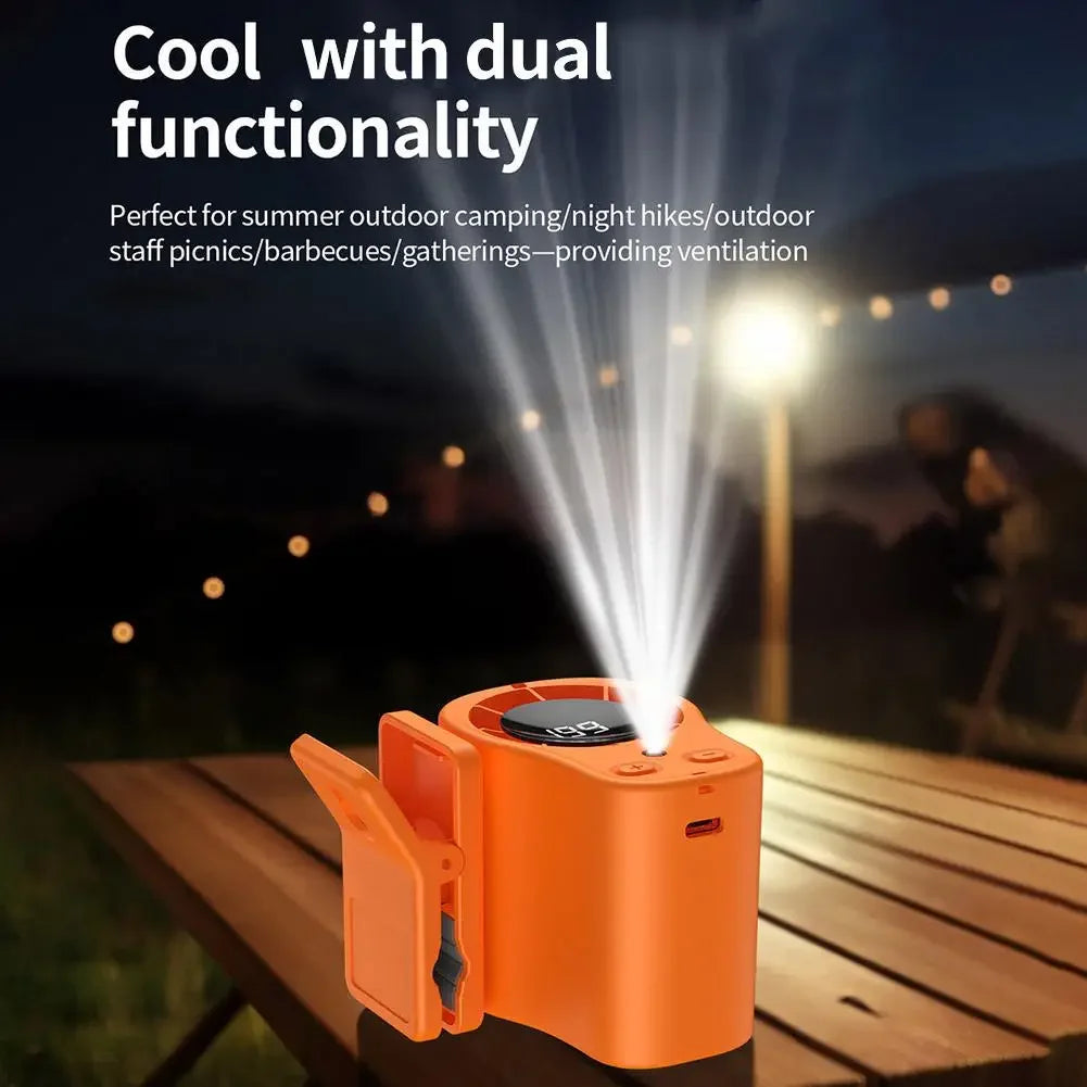 Car Clip Fan with LED Display 360° Rotation 199 Speeds&Semi-Cooling Technology Portable Personal Fan for Work Car Camping Beach