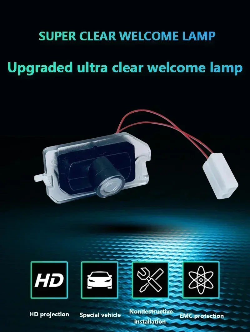 Auto Carpet Lamp AMG Logo Light Angel Wing For Mercedes-Benz C Class W205 E Class W213 GT Welcome Door Rearview Mirror Car Decor