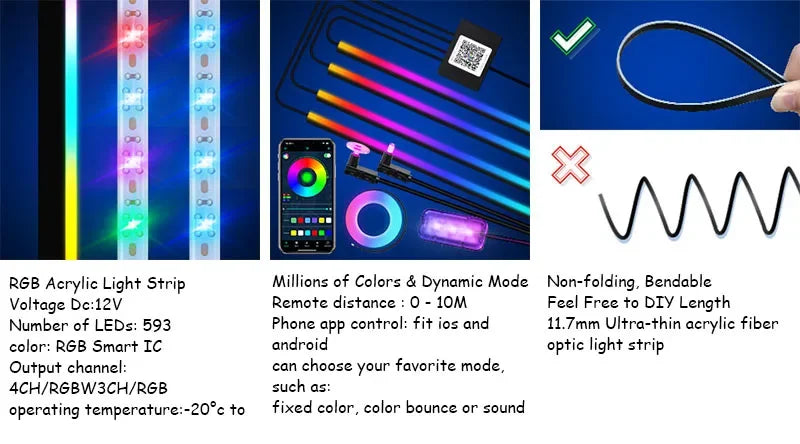 Premium Car Interior Ambient Light Kit – 64 Color App Control
