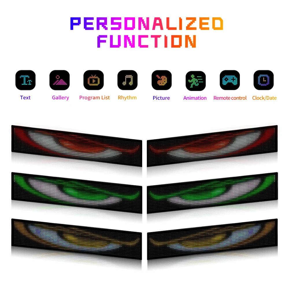 LED Car windshield Truck Eye RGB LED Matrix Pixel Panel Car Graffiti Scrolling Text Animation Light truck lights Bluetooth APP