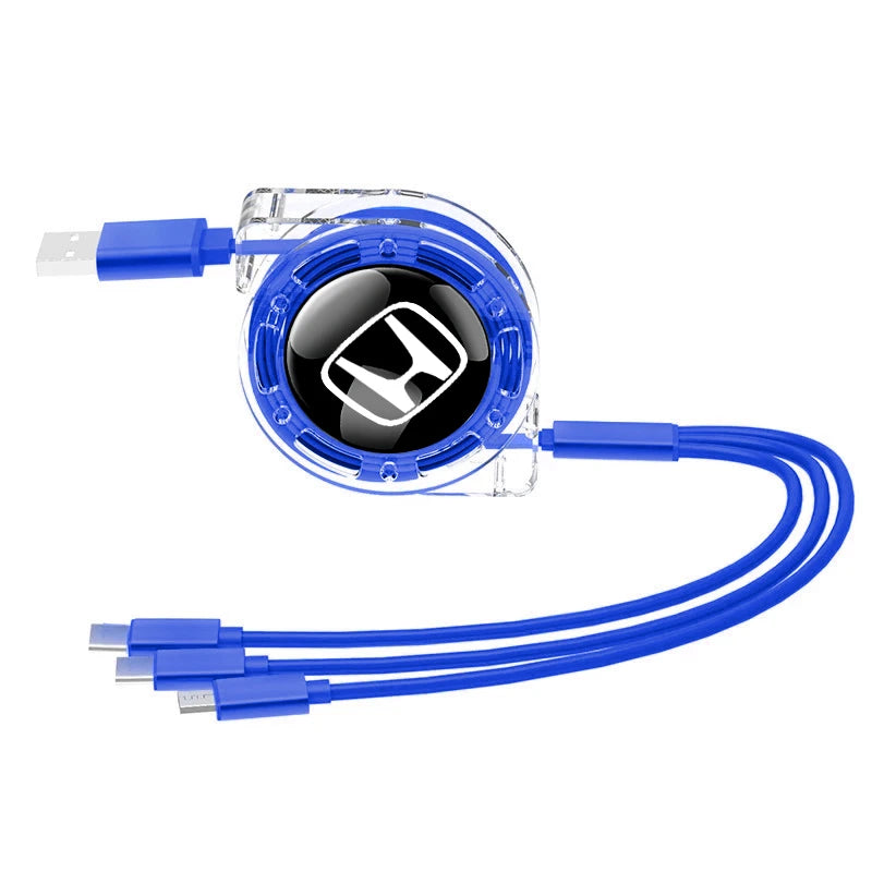 3 In 1 Micro USB Type C Charging Cable Multi Charger For Honda Civic Fit Jazz Accord Pilot CRV Odyssey Passport City Shuttle HRV