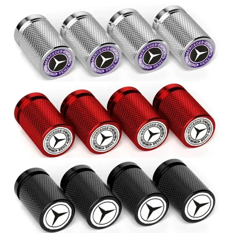 4pcs for Mercedes Benz AMG Car Logo Wheel Tire Valve Caps Modification Covers GLA GLC W202 W210 W203 W204 W205 W211 W212 W176