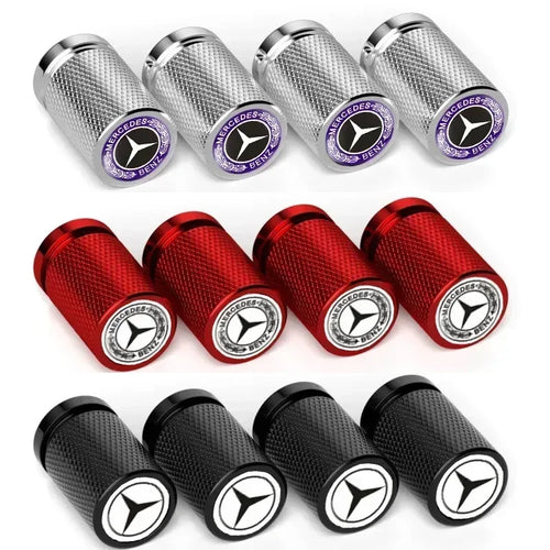 4pcs for Mercedes Benz AMG Car Logo Wheel Tire Valve Caps Modification Covers GLA GLC W202 W210 W203 W204 W205 W211 W212 W176