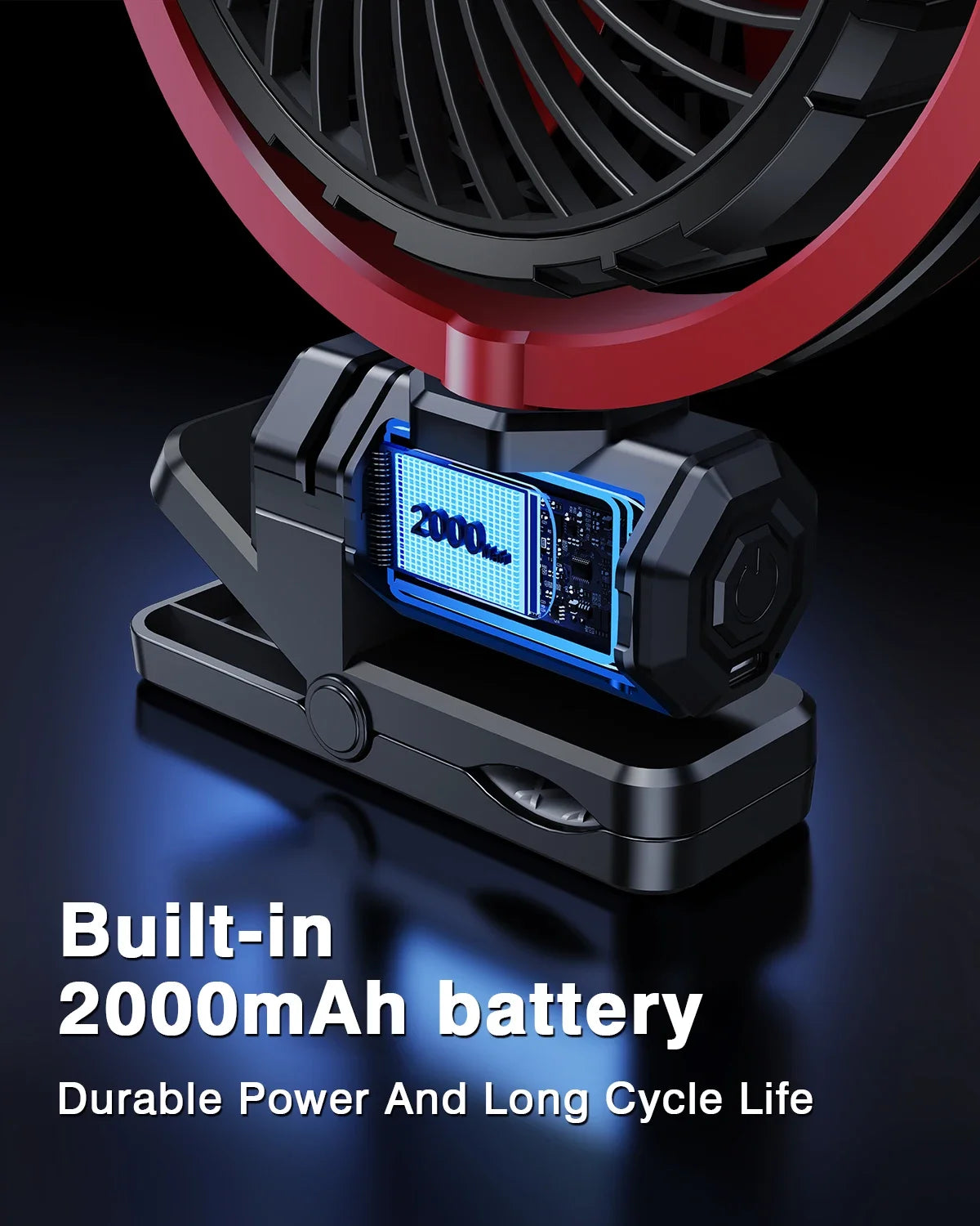 Car Fan 5V USB Clip on Sun Visor Fan for Front/Rear Seat 2000mAh Rechargeable Battery Powered Quiet Personal Cooling Fans