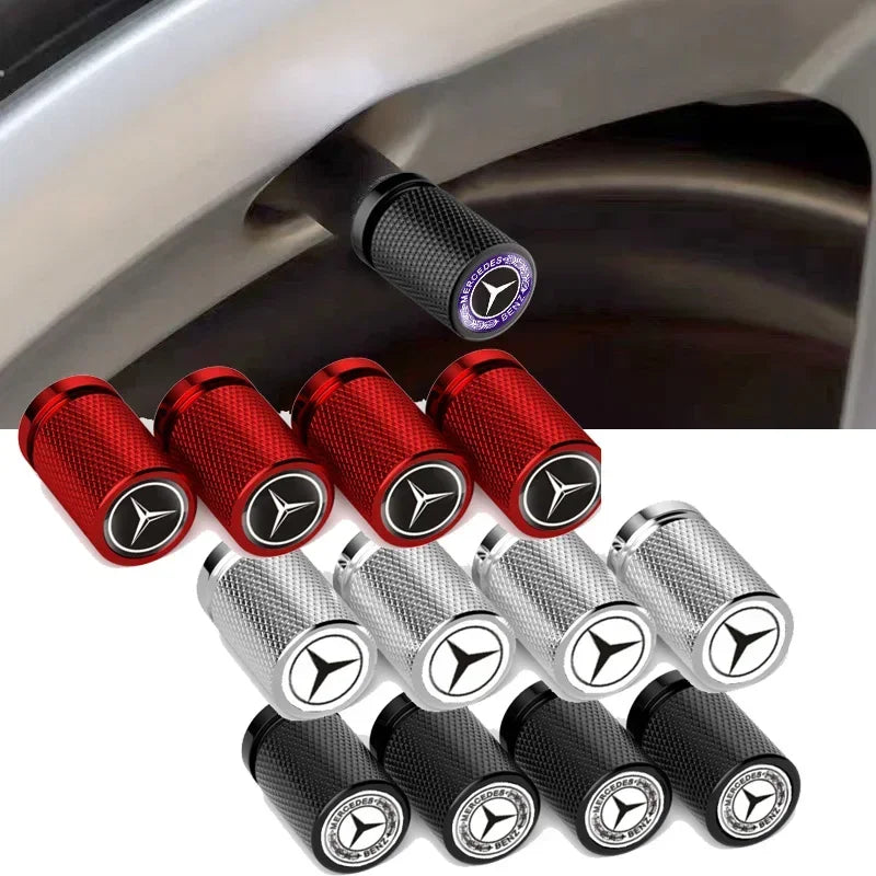 4pcs for Mercedes Benz AMG Car Logo Wheel Tire Valve Caps Modification Covers GLA GLC W202 W210 W203 W204 W205 W211 W212 W176