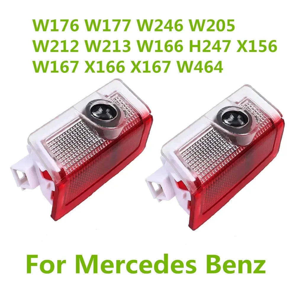 2X For Mercedes Benz W176 W177 W246 W205 W212 W213 W166 X253 LED Car Door Projector Welcome Ghost Shadow Light Bulbs Accessories