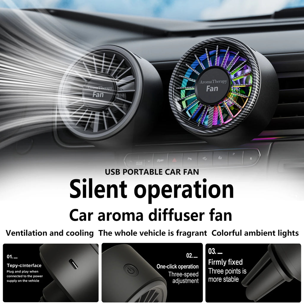 Car Air Conditioner Air Outlet Aromatherapy Fan Carbon Fiber Color Fan Car Aromatherapy Air Freshener Is Suitable for 100% Cars