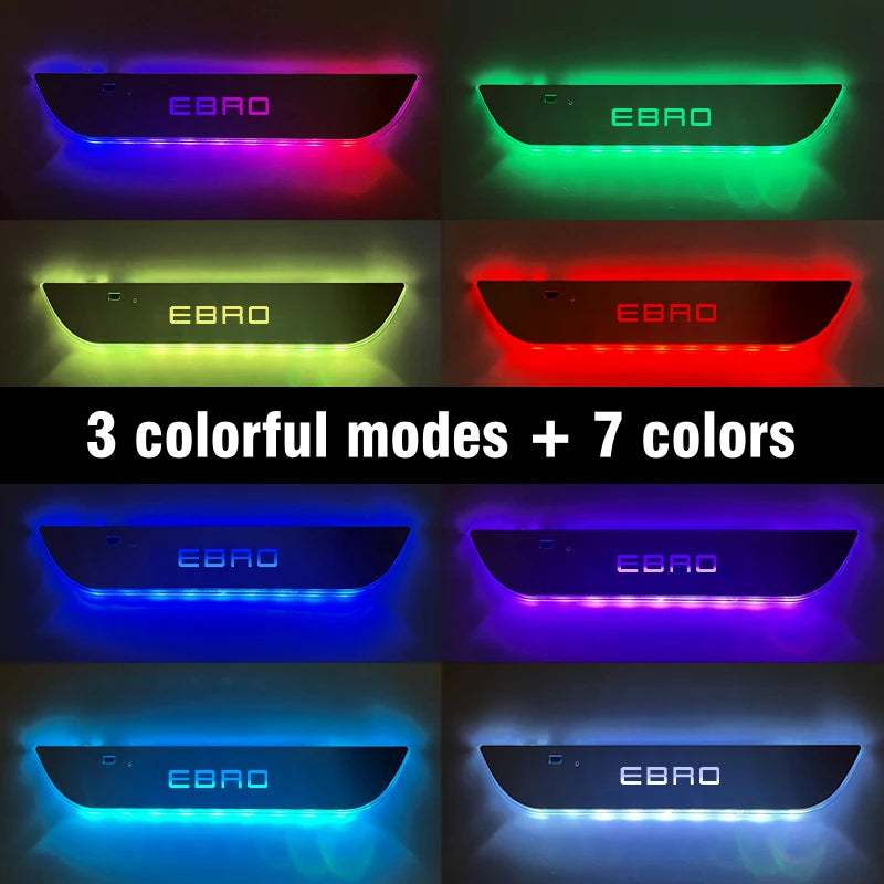 USB Power Moving LED Welcome Pedal Car Scuff Plate Door Sill Light For EBRO S400 EBRO S700 EBRO S800 2025 Car Auto Accessories