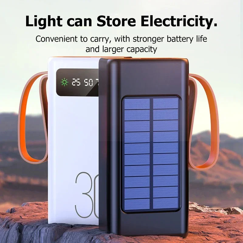 Lenovo Solar Power Bank 200000mAh – Built-in Cables
