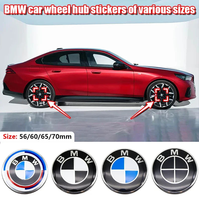 56mm 60mm 65mm 70mm Wheel Sticker for BMW E46 E90 F30 F10 G20 X5 50th Anniversary Emblem Badge 4Pcs DIY Auto Rim Hub Cap Decal
