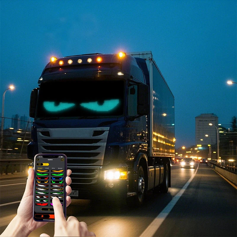 LED Car windshield Truck Eye RGB LED Matrix Pixel Panel Car Graffiti Scrolling Text Animation Light truck lights Bluetooth APP