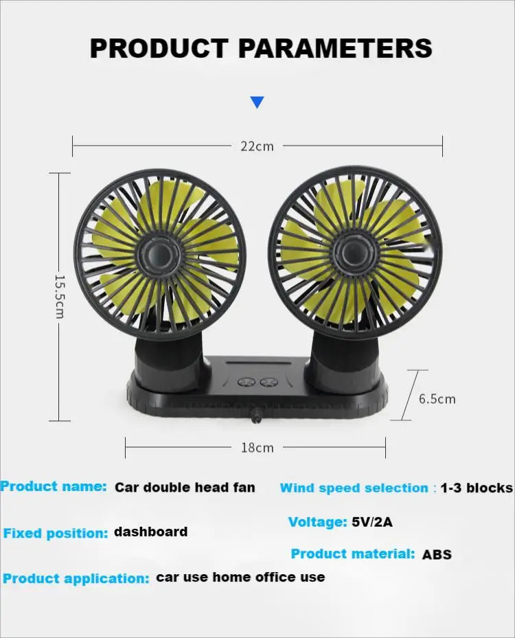 EAFC Mini Car Fan 360 Degree Rotating Cooling Wind Low Noise Summer Car Air Conditioning Cold Fan Ventilation Car Home 5V USB