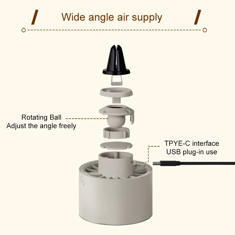 Car Small Fan Car Air Conditioning Outlet Clip Fan 3 Speed Adjustable USB Turbocharger For Daily Life Colorful Mini Fan