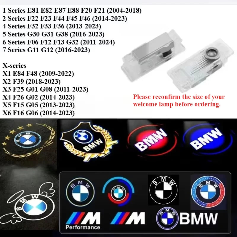 2/4pcs Car LED welcome lamp is suitable for BMW 1 series E81 E82 E87 E88 F20 F21 04-18 /2 4 5 6 7 series decorative lighting.