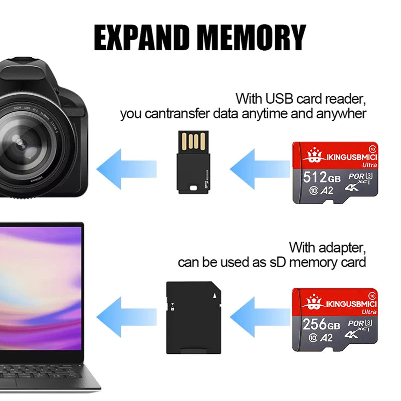 Memory Card TF Cards SD Cards Micro TF Card 128GB 256GB 512GB V30 Original Ultra HD High Speed High Speed High Speed for Gaming