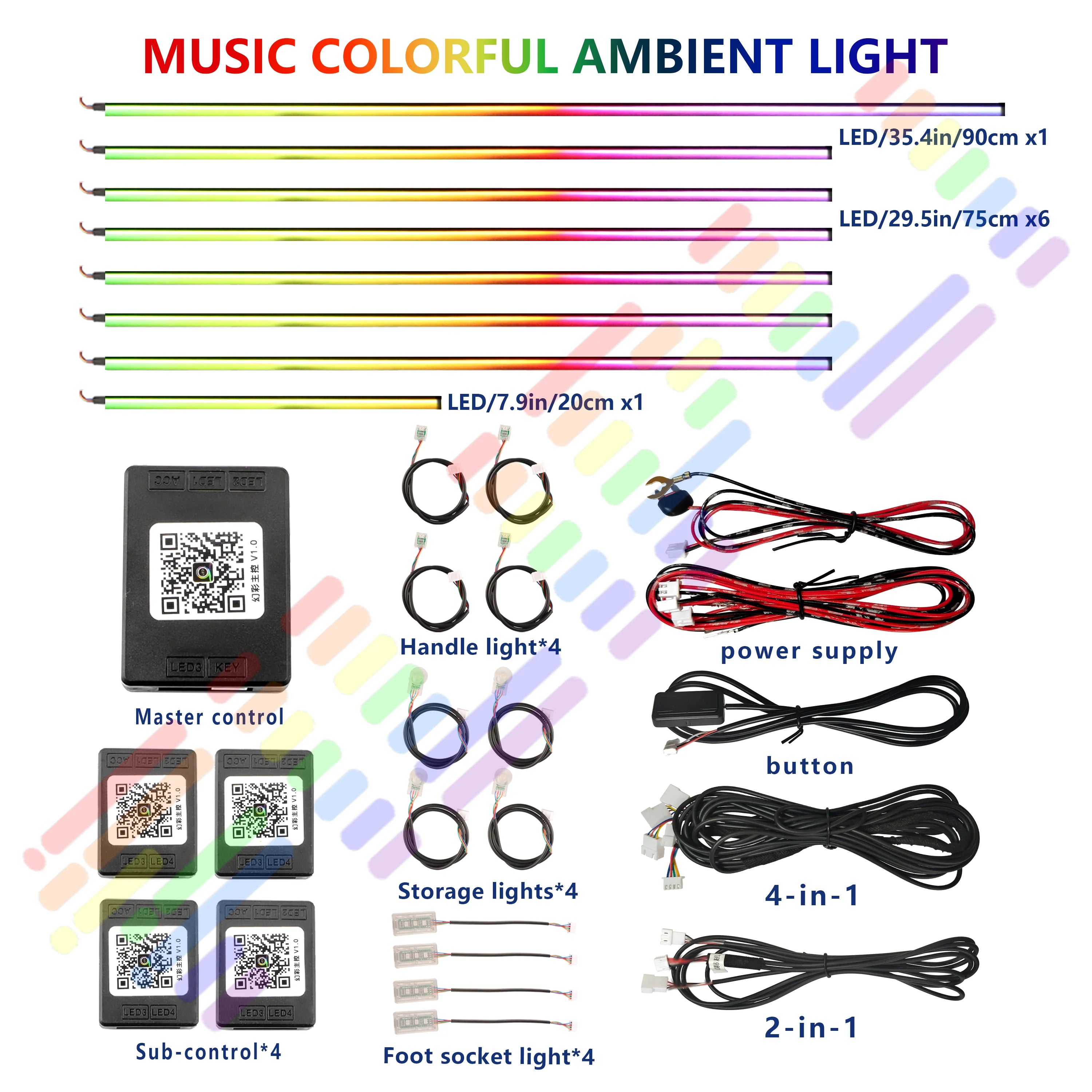 Premium Car Interior Ambient Light Kit – 64 Color App Control