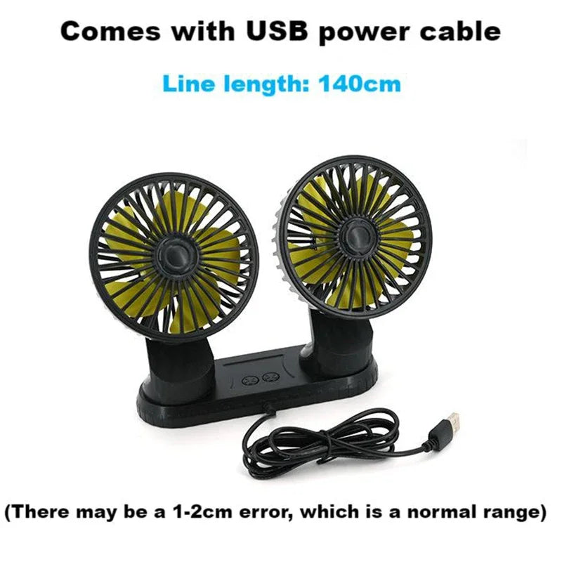 EAFC Mini Car Fan 360 Degree Rotating Cooling Wind Low Noise Summer Car Air Conditioning Cold Fan Ventilation Car Home 5V USB