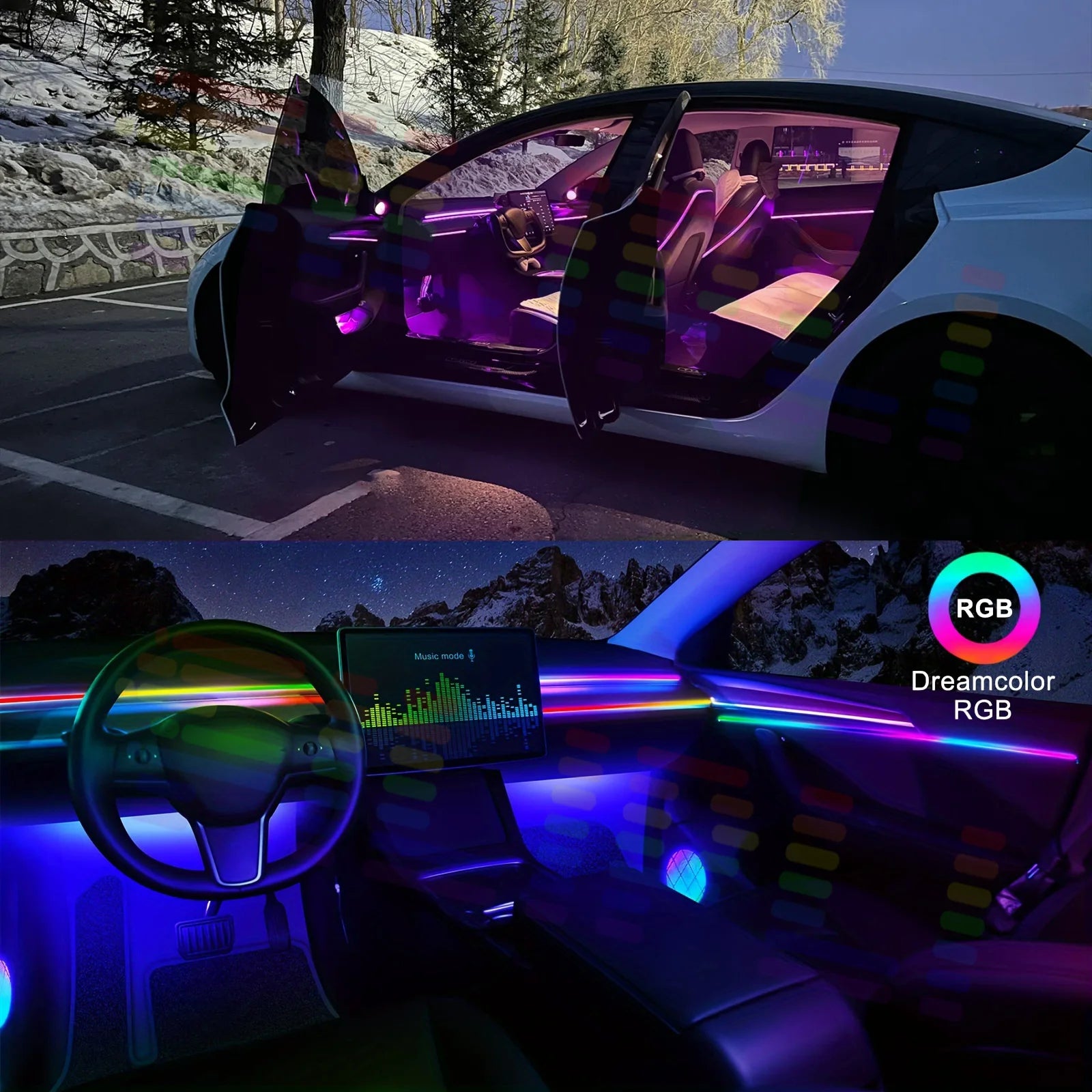 Premium Car Interior Ambient Light Kit – 64 Color App Control