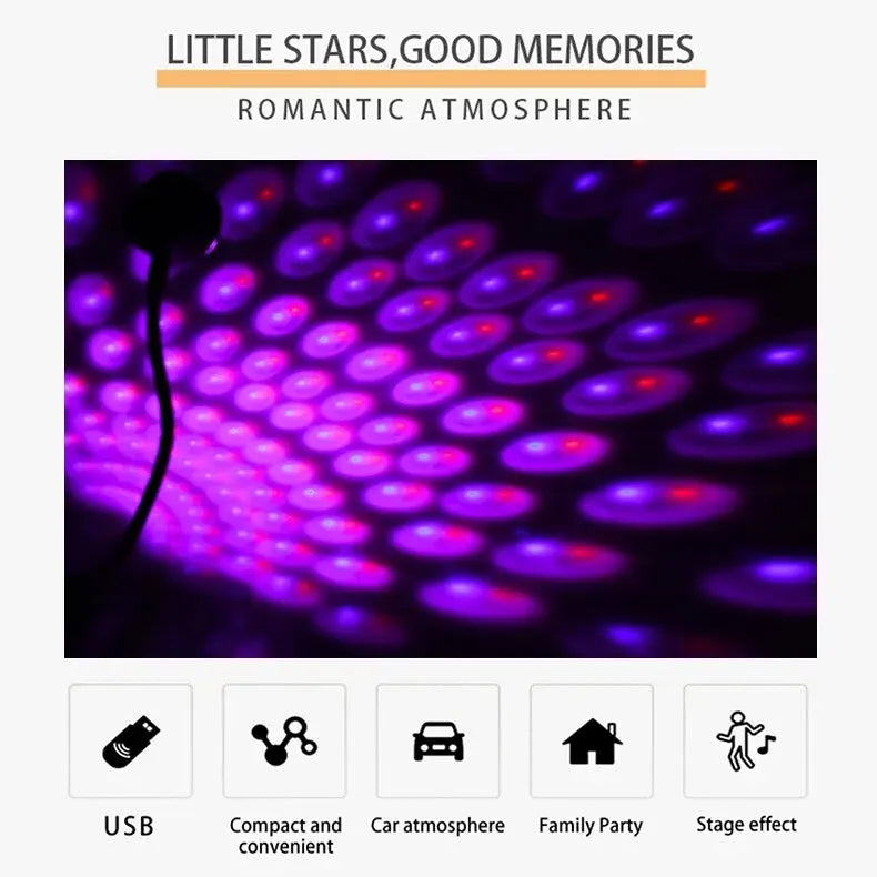 Voice Control Romantic LED Starry Sky Night Light 5V USB Powered Galaxy Star Projector Lamp for Car Roof Kids Room Decor Lights