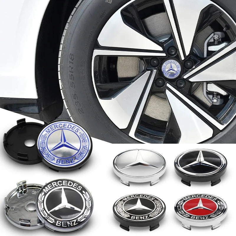 4Pcs 60mm 75mm Car Wheel Center Hub For Mercedes Benz AMG class W205 W203 GLC GLK W206 W220 W211 A180 Cap Rim Cover Accessories