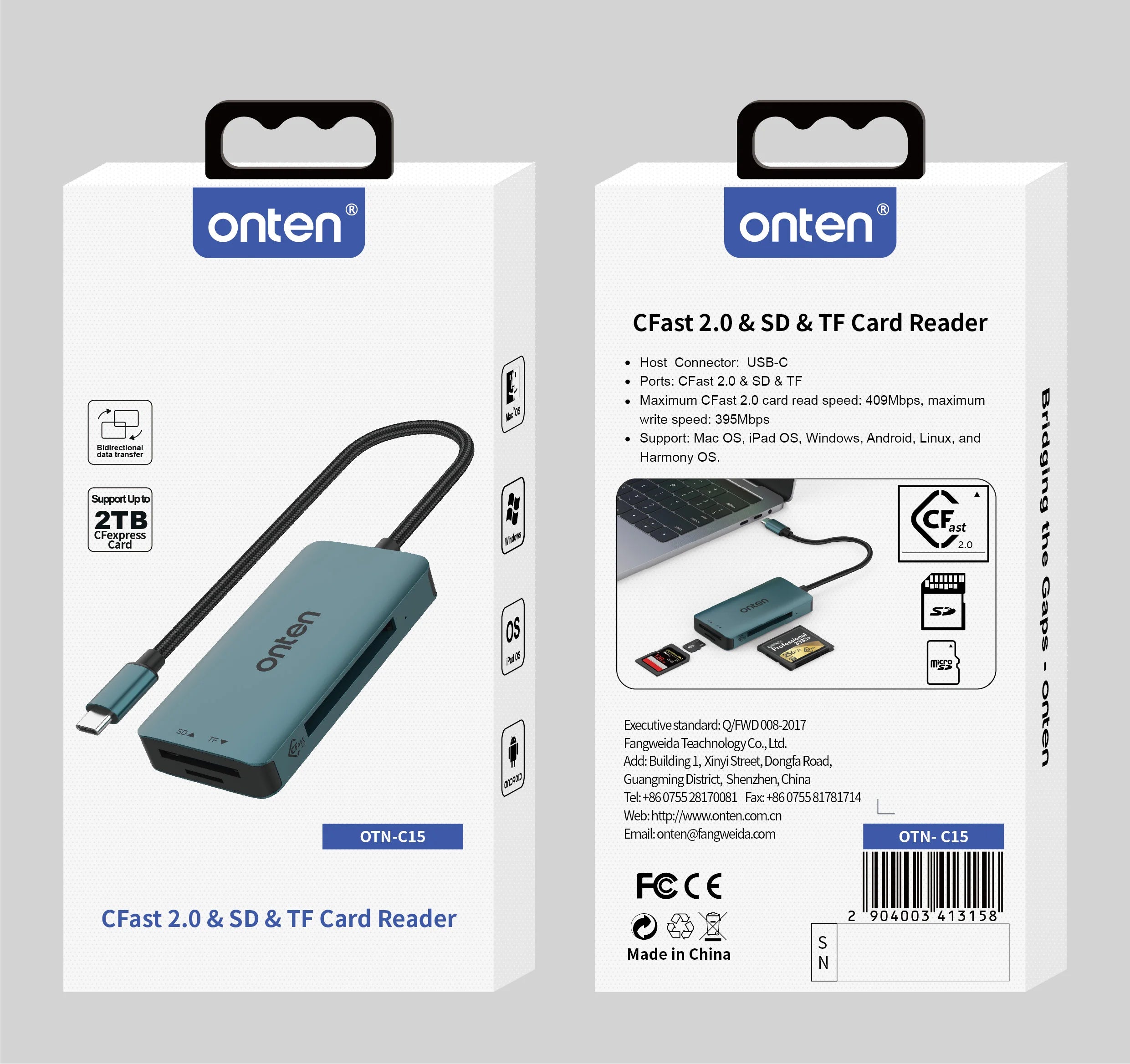 ONTEN Type-C CFast SD Card Reader