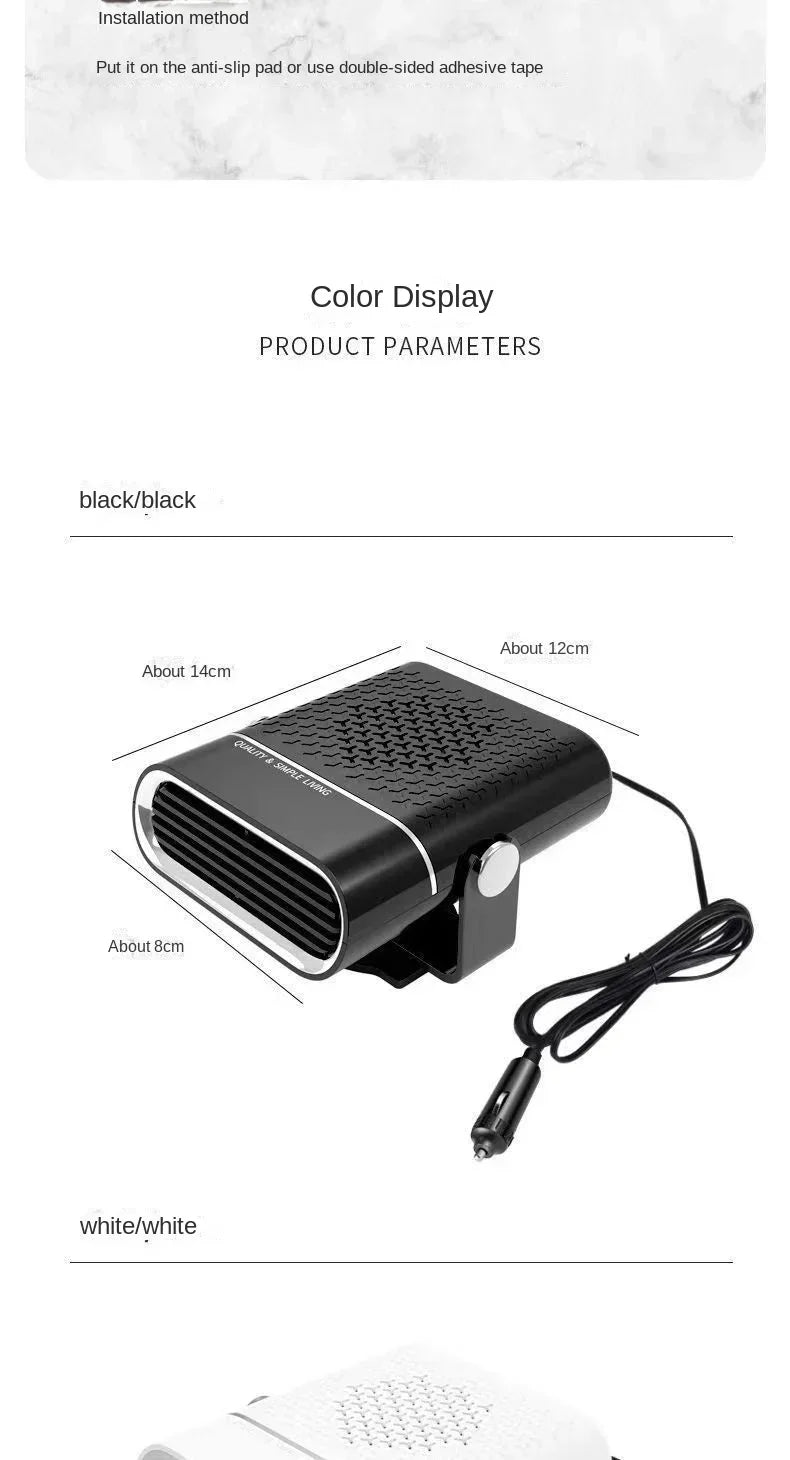 Car Heater Fan 150W 12V/24V Car Heater Electric Cooling Heating Auto Windshield Defroster Defogging Demister Car Anti-Fog Heater