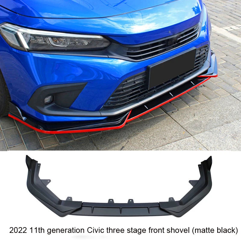 Car Modification Accessories 3pcs Front Shovel Diffuser Splitter Body Kit Spoiler Fit For 22 11th Generation Civic