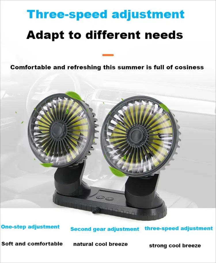 EAFC Mini Car Fan 360 Degree Rotating Cooling Wind Low Noise Summer Car Air Conditioning Cold Fan Ventilation Car Home 5V USB