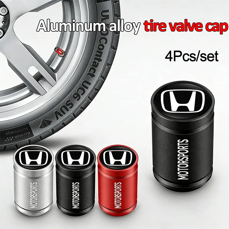 4Pcs Car Emblem Wheel Tire Valve Caps Covers Car Accessories For Honda Jazz CRV Civic Accord FIT Stepwgn Insight CRZ 5th Odyssey